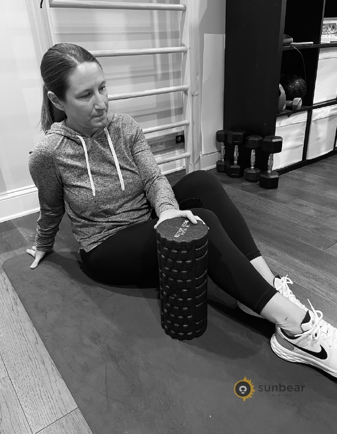 woman with foam roller